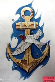 Introduce a colorful pigeon anchor tattoo picture