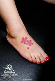 Exquisite cherry tattoo pattern on the foot