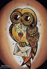 manuscript owl tattoo pattern