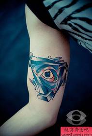The popular God Eye tattoo pattern on the inside of the arm