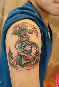 Arm pop klassisk anker med Donald Duck tatoveringsmønster