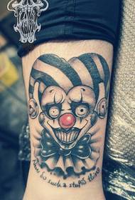 腿經典流行小丑紋身圖案