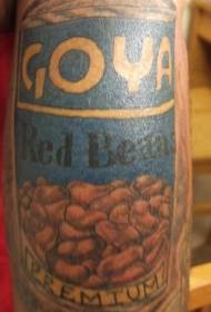 Leg color goya bean tattoo pattern