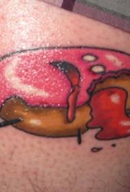 Leg color funny dead donut tattoo picture