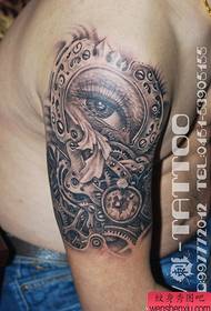 Arm cool eyes with mechanical tattoo pattern