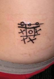 Abdomen black simple tic-tac-toe game tattoo pattern