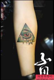 A handsome and handsome all-eye eye tattoo on the arm