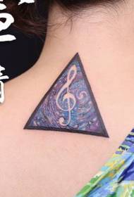 Girl child neck note starry sky tattoo pattern