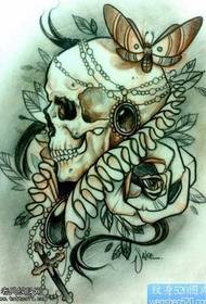 manuscript skull tattoo pattern