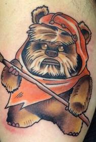 Padrão de tatuagem de urso de desenho de cor de braço