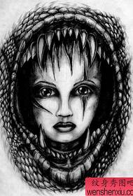 Tattoo House: A classic European and American tearing haunted house doll tattoo pattern picture
