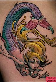 un colorido patrón de tatuaxe de serea