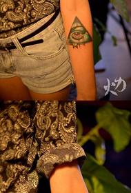 女の子の腕の美しい人気の目のタトゥーパターン
