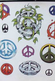 un conjunto de diseños individuales de tatuajes contra la guerra