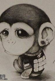 manuscript small monkey cute tattoo pattern