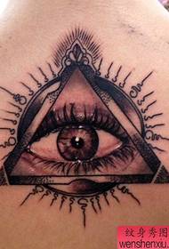 An all-sighted eye tattoo pattern on the back of the popular classic