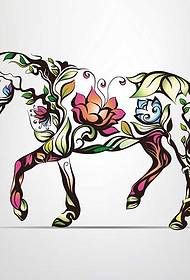 manuscript color horse tattoo pattern
