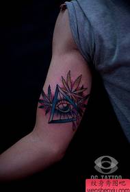 Popular inner eye of the arm and the marijuana leaf tattoo pattern