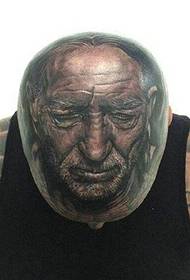 Portrait tattoo pattern on top of head