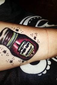 Личност за тетоважа со цртани шишиња со кечап