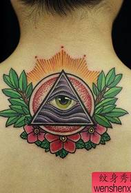 Male back popular classic color god eye tattoo pattern