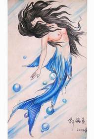 Imagen colorida del patrón del tatuaje de la sirena