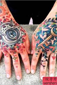 a personalized European and American color tattoo on the back of the hand