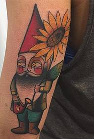 Cartoon character sunflower tattoo pattern
