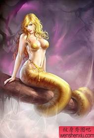 Sexy mermaid tattoo-ôfbylding