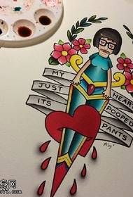 European and American style super energy girl tattoo pattern
