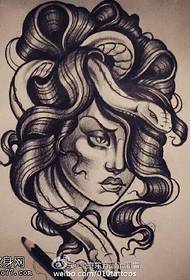 snake hair Witch tattoo pattern
