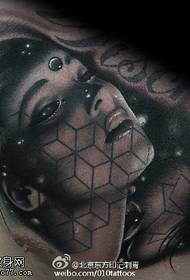 3D realistic geometric element girl tattoo pattern