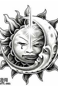 manuscript sun moon tattoo pattern