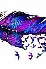 manuscript beautiful colored feathers Tattoo pattern