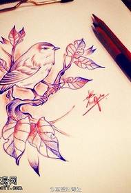 manuscript bird tattoo pattern