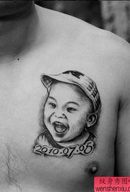 a front chest portrait tattoo pattern