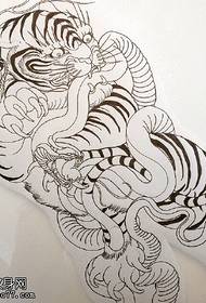 manuscript snake play tiger tattoo pattern