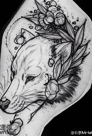manuscript wolf flower tattoo pattern