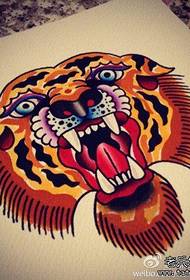 纹身秀图吧推荐一幅老虎头纹身手稿图案