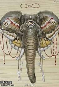 manuscrito patrón de tatuaxe de deus elefante