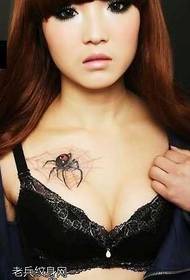 Chest Realistic 3d Spider Tattoo Qaabdhismeedka