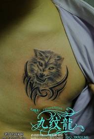 chest wolf dog totem tattoo pattern