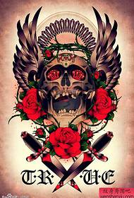 rose skull tattoo pattern