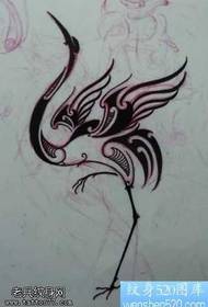 Red-crowned Crane Totem Tattoo Pattern