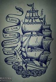 sau cov qauv sailing tattoo