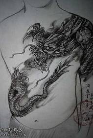 manuskript bröst dragon tatuering tatuering mönster