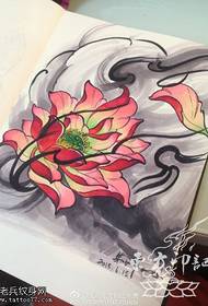 manuscrito tinta flor de loto tatuaje patrón