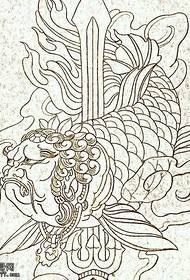 manuscript squid geek tattoo pattern