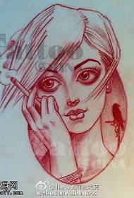 Uzorak lijepe strane djevojke portret tetovaža
