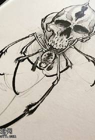 כתב יד סקיצה גולגולת תבנית קעקוע עכביש